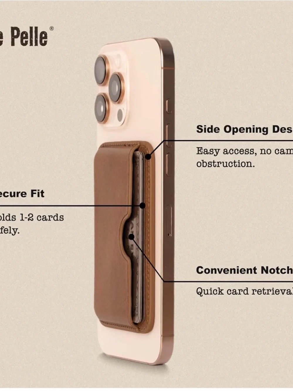 Slim Brown Leather Magnetic Card Wallet for Phones